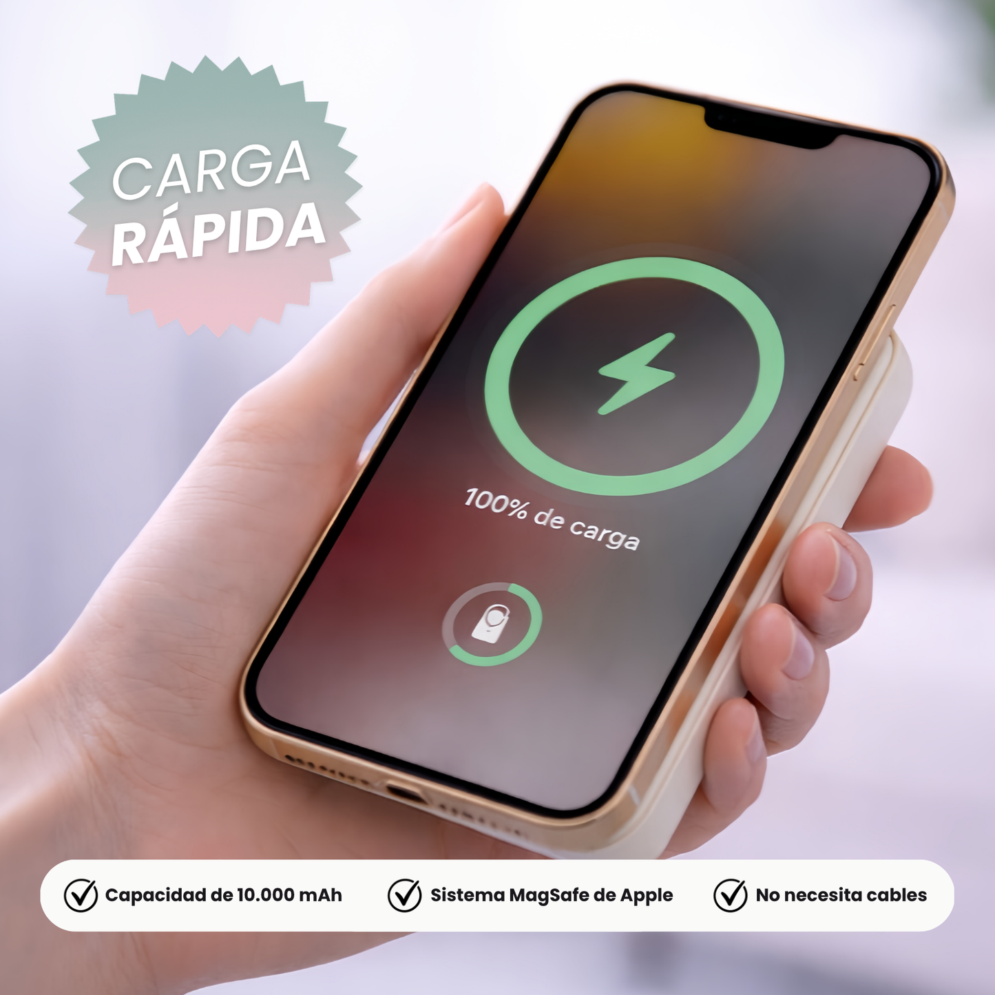 Batería magnética - Se pega a tu iPhone y lo carga automáticamente